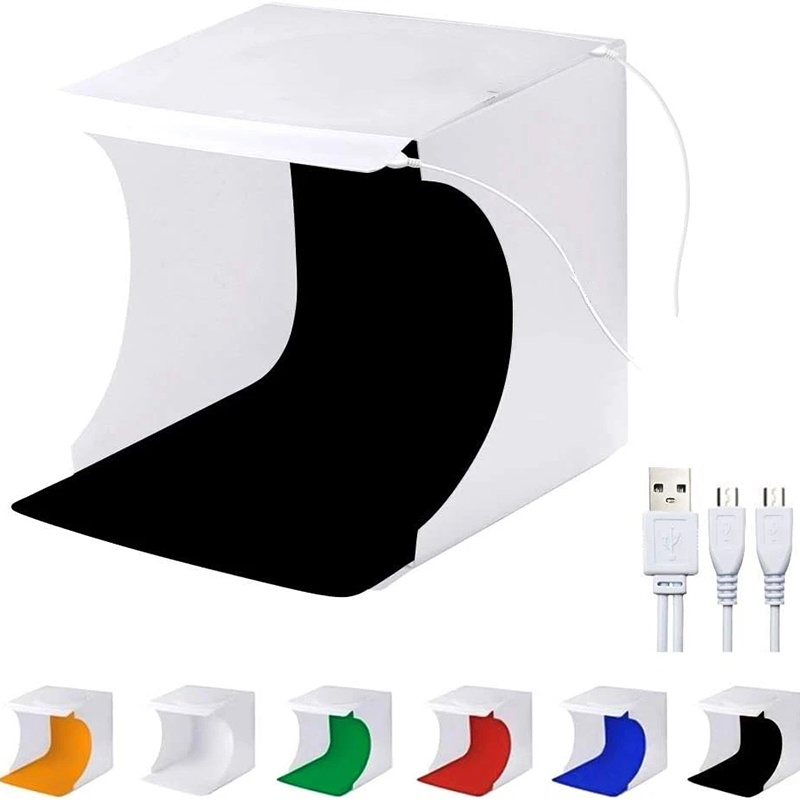Photography Lighting And Backdrop Kits - Przenośny Składany Fotobox Fotograficzny LED Mini